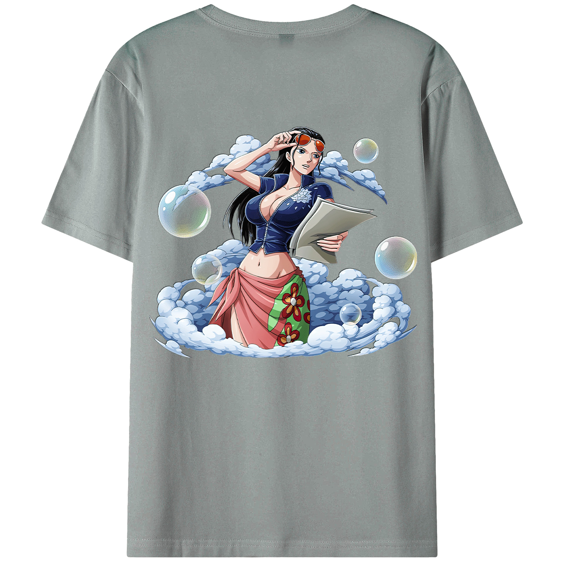 ワンピース ニコ・ロビン ONE PIECE Nico Robin 綿100％ メンズ半袖Tシャツ（バックプリント） 通気性
